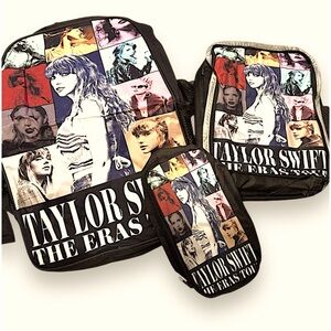New Taylor Swift “The Eras Tour” backpack, lunchbox, pencil pouch, and keychain